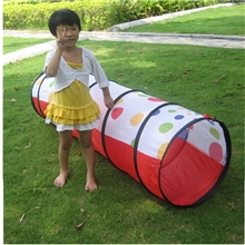 五洲风情便携折叠式儿童帐篷圆点印花阳光爬行隧道筒感统器材批
