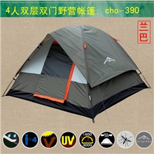 户外防暴雨野营帐篷4人双层超防水压胶露营帐篷全网热销帐篷