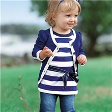 最新秋款童装批发女童套装欧美牛仔女宝三件套千趣会广东产地