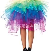 彩虹情趣内衣网布蓬蓬裙华丽舞女装低价短裙批发彩虹舞裙批发