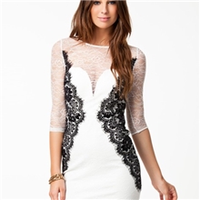 9027|透明蕾丝撞色花边双层修身包臀性感短裙|俱乐部服|情趣内衣