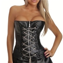 皮革马甲束身衣链子百褶裙套装塑身紧身衣女情趣内衣诱惑套装