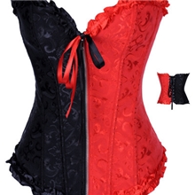 碎花黑加红撞色美体塑身衣束胸瘦腰打底装欧美婚纱宫廷马甲4241