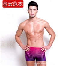 厂家直销夏季专业版男式温泉泳裤渐变色运动风男士平角温泉游泳裤