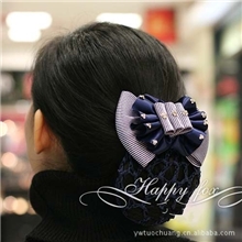 韩版头花酒店邮政职业头花员工护士银行发网带钻头花批发