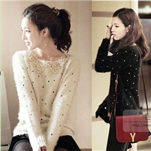 2013秋冬新款公主日系甜美韩版女装蝴蝶领针织衫毛衣外套