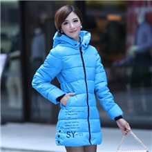 2013冬装新款时尚中长款字母印花修身连帽女装羽绒服