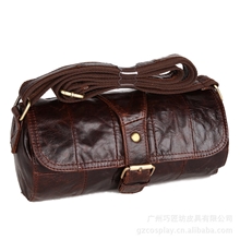 厂家直销真皮女包头层牛皮圆桶斜挎包皮匠传奇905088支持混批
