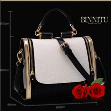 宾尼兔2013新款韩版英伦复古潮包时尚黑白撞色女包单肩斜跨手提