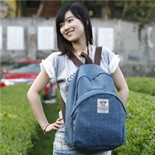 [漾]混批新品韩版印花学院帆布双肩背包学生包背囊书包YB1070B-A