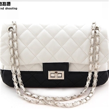 淘宝爆款时尚单肩菱格绣线女包韩版链条拼色小包包厂家直销