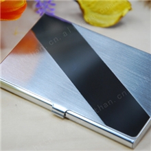 十字架镜面细拉丝白钢全钢不锈钢金属名片夹横条斜杠不锈钢名片盒