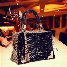 秋冬新款欧美时尚大牌小豹纹包亮片单肩包手提包超低价女包包
