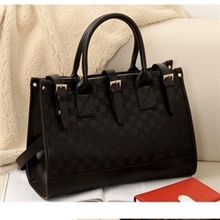 新款女包PU皮编织包棋盘格时尚百搭淑女包手提单肩包大包