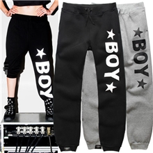 2013秋冬新款运动裤潮牌男装批发boy星星字母印花加厚加绒棉裤