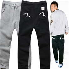 潮牌男装陈冠希EVISUM字裤袋加厚加绒直筒卫裤男式棉裤潮