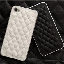 苹果iPhone44s菱形格子手机壳5代小羊皮保护壳电镀贴皮外壳