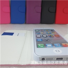 批发苹果5保护套iphone5G皮套保护壳侧翻插卡皮套纯色PU皮套
