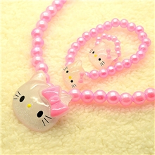 儿童项链饰品地摊热卖KITTY珍珠项链手链戒指三件套装