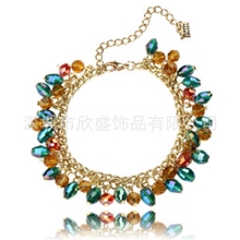 欧美饰品拼色撞色手链女外贸饰品水晶手环批发现货