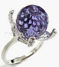 银饰品/戒指/925银镶嵌彩色水晶时尚戒指