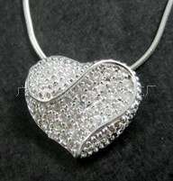 心形银饰/吊坠/925银镶嵌锆石时尚心形吊坠