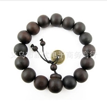 黑仙桃木铜钱手珠念珠佛珠手链男士女士佛教用品宗教念珠