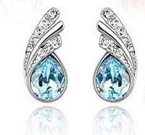 时尚潮流多色可选奥地利水晶耳环耳钉-叶之绚丽