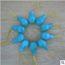 纯天然原矿湖北绿松石藏式佛头三通瓷松蓝松DIY饰品配件