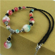 厂家直销云南民族特色饰品批发原创手工制作藏银苹果石项链