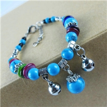 时尚复古民族异域风情饰品批发手工串珠藏银铃铛贝壳手链二色