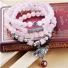 手工串珠原创高端DIY天然粉晶招人缘旺姻缘防小三狐狸多层手链