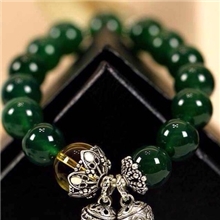 天然玲珑绿玉髓色泽深邃迷人925银复古小铃铛串珠手链招代理