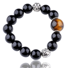 批发银手链虎晴石银貔貅招财原创串珠男生手链