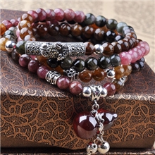 高端货天然碧玺手链女人石原创手工串珠招财银貔貅银葫芦手链