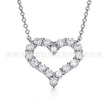 时尚心形吊坠锆石微镶日韩风格925纯银吊坠