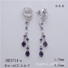 925纯银时尚耳环水晶耳坠潮流耳钉新款式特价首饰品厂家直销