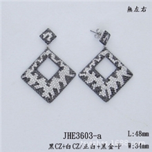 时尚菱形耳环925纯银耳钉钻石耳坠水晶耳吊韩版新款特价批发