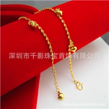 不掉色批发24K黄金脚链长手链子999千足金链子女士结婚女款镀金