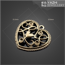 13011【厂家直销】金属配件DIY古青铜桃心吊坠钥匙扣配件饰品厂