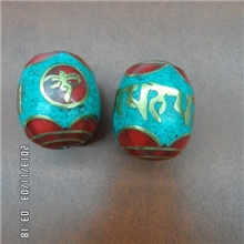 易禅斋尼泊尔铜珠尼泊尔珠镶嵌六字真言圆珠