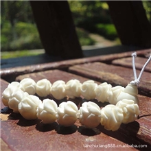 【檀之香】实物拍摄牦牛骨雕莲花手串12-14MMDIY配件厂家直销