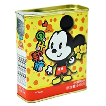 滨崎果汁糖果105g铁盒装迪士尼儿童糖果一盒6盒果汁软糖