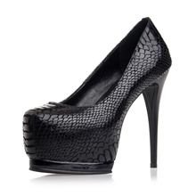 一件代发2013新款欧美蟒蛇纹夜店女鞋真皮黑色高跟鞋防水台超高跟