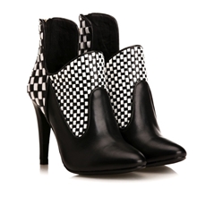 2013年秋冬新款欧美尖头黑白编织细跟超高跟女单靴BV113001-1B