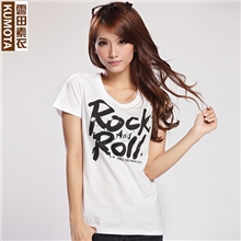 2013夏季情侣装短袖t恤女装修身圆领上衣女纯棉经典黑白BS0031