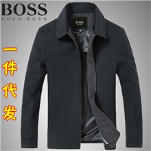 2013秋冬男士BOSS休闲毛呢大衣外套中年男装呢子大衣翻领简约