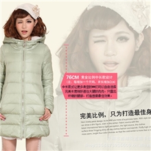 missfofo轻薄修身羽绒服女中长款2012正品白鸭绒90%连帽