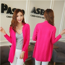 欧可曼女装夏薄款七分袖V领糖果色百搭针织中长款开衫防晒衣