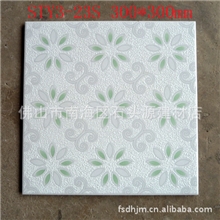 300*300清新绿花地面砖，浴室防滑地面瓷砖